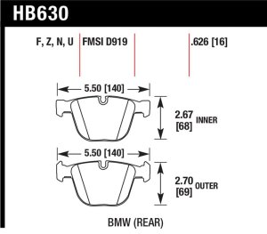 BMW 5 Series Brake Pads - Rear - Hawk Performance - DTC-70 Race - `04-`10